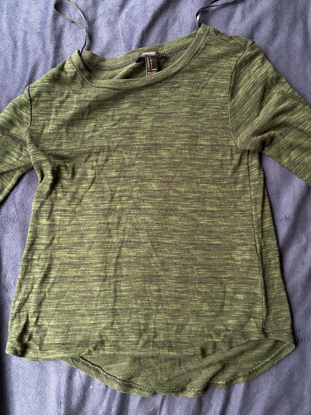 Forever 21 Olive Marled Knit Mid Sleeve Top
